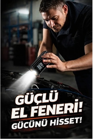 St-9650 Şarjlı 10.000 Mah Taşınabilir Araç Hava Kompresörü Akü Takviyeli Dijital Ekranlı Işıklı Çant