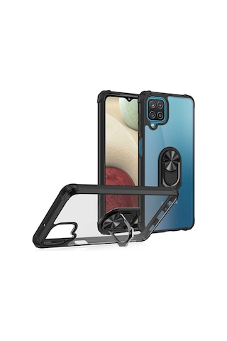 Samsung Uyumlu Galaxy A12 Kilif Standli Yüzüklü Mola Silikon Kapak 482087841