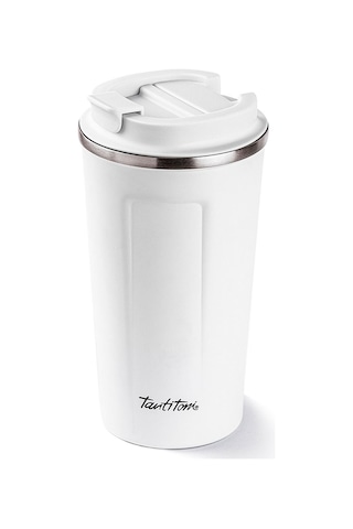 Tantitoni Beyaz Coffee Yazılı Paslanmaz Çelik Termos Bardak 500ml Beyaz