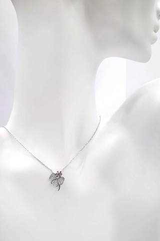 Omar Silver Kadın Kar Taneli Üç Yapraklı Yonca Model Zirkon Taşlı