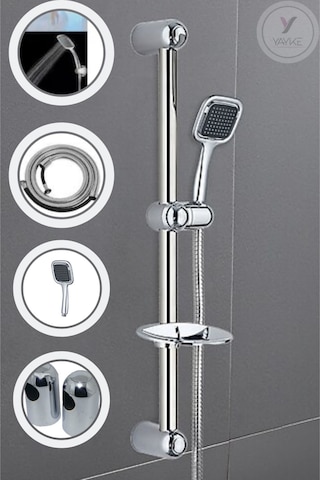 Yayke Kare Sürgülü Duş Takımı Seti Duş Hortumu Ve Duş Başlığı