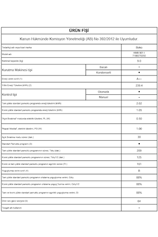 Beko KMB 901 I 9 KG Isı Pompalı Çamaşır Kurutma Makinesi