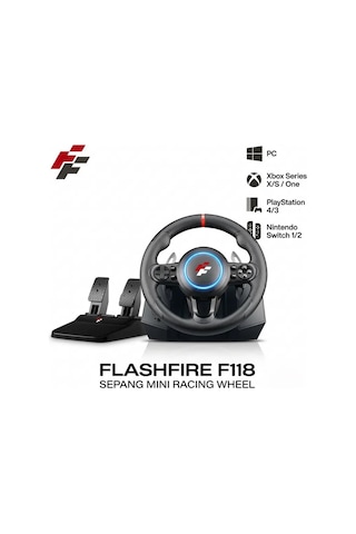 Flashfire F118 270 Titreşimli Yarış Direksiyon Seti Hall Sensör, Kulakçıklı Vites, 2 Pedallı Pc / Ps4 / Ps3 / Xbox Series X S / Switch Uyumlu