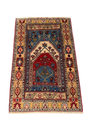 El Dokuma Hatalı Yahyalı Seccade Namazlık 100x157 Kök Boya Yün Halı Renkli