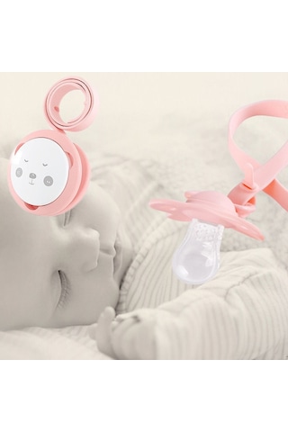 Sones Taşınabilir Bebek Karikatür Panda Emzik Zinciri Yatıştırıcı Diş Kaşıyıcı Saklama Zinciri Pembe