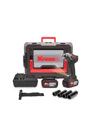 Kress Kub30.2set 20volt/4.0ah. Li-ion Çift Akülü 300nm Kömürsüz Profesyonel Şarjlı Somun Sıkma + 4 P