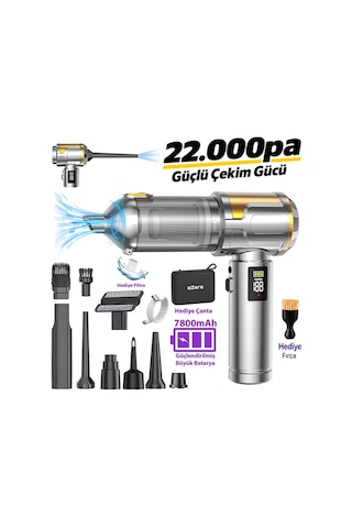 Ezere Nanovac 22000pa Güçlü Portatif Vakumlu Kablosuz Üflemeli Mini Araç Süpürgesi