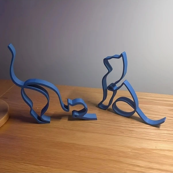 Trendooze Sunshine022 Pembe Minimalist Kedi Figuru Sanat Serisi Noel Cadılar Bayramı Ev Dekor Koleksiyon