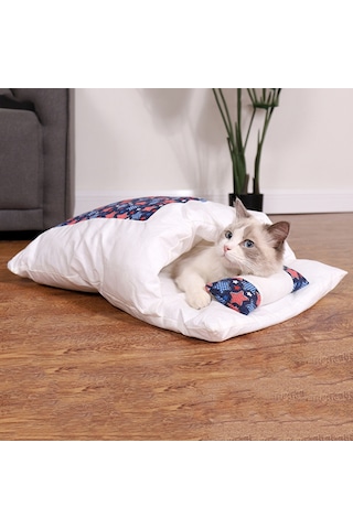 Kedi Yatağı, Çıkarılabilir Ve Yıkanabilir, Tüm Mevsimler İçin, Lacivert Kedi M 3-10 Kedi