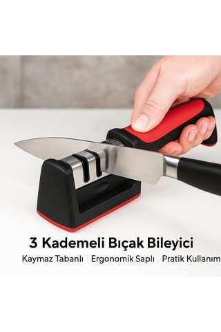 3 Açılı Profesyonel Bıçak Bileyici Elmas Seramik Tungsten Çelik El Bıçakları Bileme Kırmızı Siyah