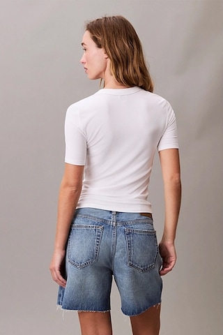 Calvin Klein Jeans Kadın Modal Fitilli Beyaz T-shirt Lv044c901g-yaa Beyaz