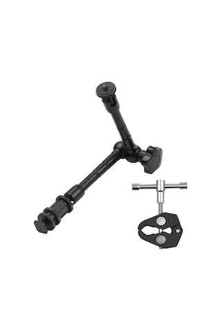 Wezone Alüminyum Büyü Arm 29.5cm + Ayarlanabilir Süper İplerli Klem 1/4" & 3/8" Vida, Soğuk Ayakkabı Tutucu