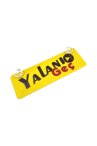 Trobus Vantuzlu Dekor Plaka Cam Süsü Yalanı Geç Yazılı 22x7,5 Cm Sarı