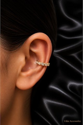 Gold Taşlı Kıkırdak Çelik Küpe Earcuff Altın 12788788