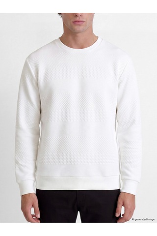 Lcw Vision Beyaz Bisiklet Yaka Erkek Sweatshirt