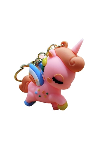 Dragon Run Pembe Unicorn 3d Figürlü Yıldız Detaylı Bilek Kayışlı Anahtarlık - 1 Adet