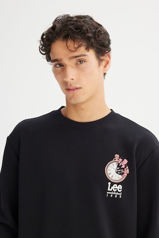 Regular Fit Normal Kesim Bisiklet Yaka Baskılı Sweatshirt Lee Siyah