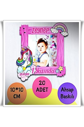 Bebek Çocuk Doğum Günü Resimli Ahşap Magnet 20 Adet A2