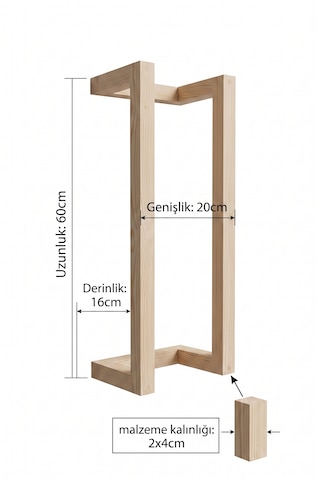 Nest Woodtr Doğal Masif Ham Ahşap Havluluk Dekoratif Banyo Rafı - Banyo Havlu Düzenleyici 60x20cm 1 Adet