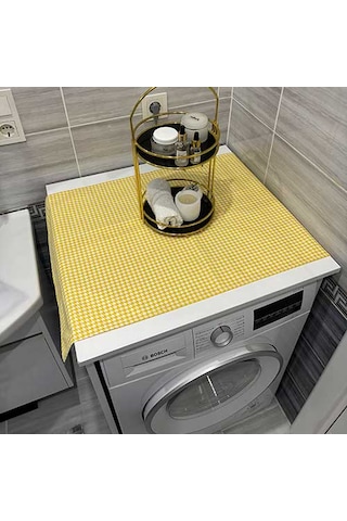 Laundry Duck Keten Su Geçirmez Ve Kirlenmez Çamaşır Makinesi - Buzdolabı - Bulaşık Makinesi Örtüsü Açık Sarı