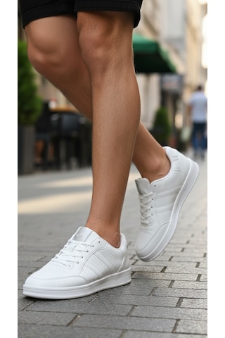 Fore Sport Erkek Günlük Yürüyüş Spor Ayakkabı Suni Deri, Hafif, Rahat, Darbe Emici Sneaker Beyaz