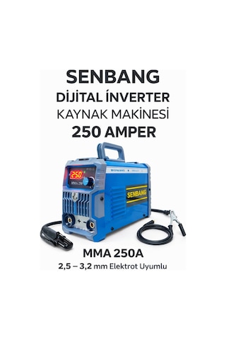 Senbang 250 Amper Dijital İnverter Kaynak Makinesi Mma 250a Elektrot Kaynağı 2,5 / 3,2 Mm