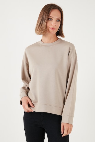 Lela Streç Bisiklet Yaka Oversize Fit Scuba Bayan Sweat 5865879 Taş
