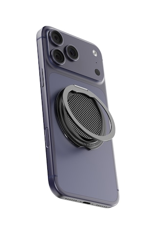 Lenyes Cr212 Aramid Fiber 360 Derece Dönebilen Magnetik Ring Stand Telefon Tutucu Siyah
