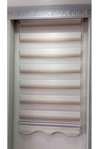 Kahverengi Renk Geçişli Plise Zebra Perde Etek Dilimli