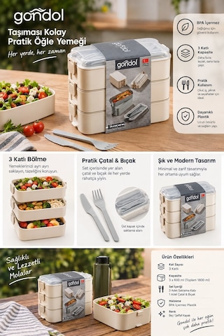 Gondol Lunch Box Saklama Kabı Bej