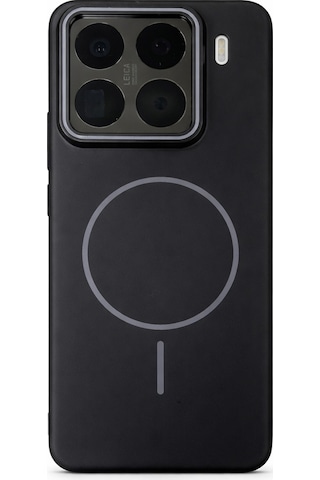 Mi 15 Pro Uyumlu Kamera Çıkıntılı Magsafe Wireless Şarj Özellikli Sert Sararmaz Silikon Kılıf Siyah