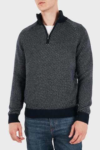 Guess Nico Yün Karışımlı Yarım Fermuarlı Dik Yaka Kazak M6br20z1370 Erkek Kazak M6br20 Z1370 Fmky Lacivert