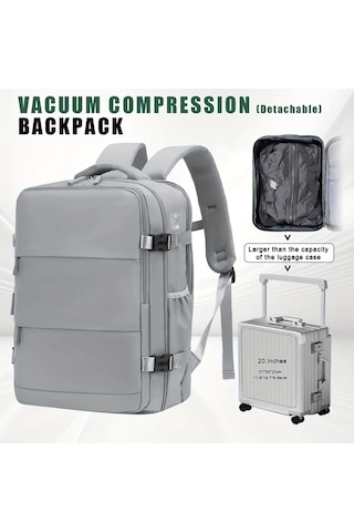 Xuweiwei Gri Vakumlu Sırt Çantası Pompasız Kadınlar İçin Seyahat Laptop Çantası Uçak İçin Siyah