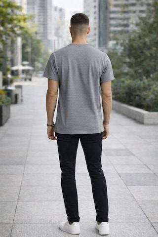 Alexandergardı Cep Detaylı Desenli T-shirt Gri