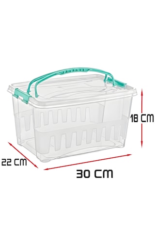 8 Lt Piknik Sepeti Ve Gıda Kutusu Kilitli Kapaklı Taşıma Saplı Plastik Saklama Kabı Şeffaf