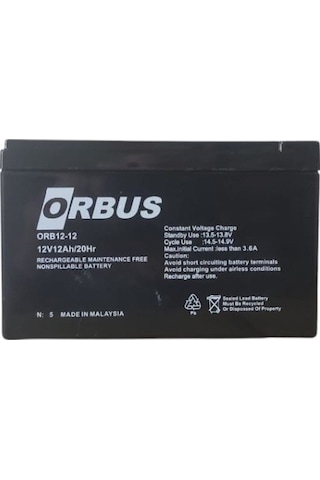 Orbus 12volt 12 Amper Agm Akü Ebatlar: 150x97x95mm