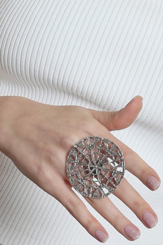 Labalaba Kadın Antik Gümüş Kaplama Ayarlanabilir Örümcek Ağı Figürlü Yüzük Gümüş