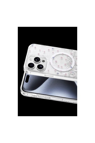 Onegif Apple İphone Uyumlu 14 Pro Max Misk Simli Magsafe Kapak - Desen 1 Çok Renkli