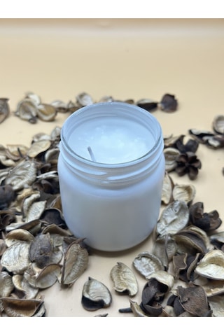 Beyaz Renk Vanilya Kokulu Soya Mum 210 Cc 1 Adet - Renkli Kavanozda Mum 1 Adet Beyaz