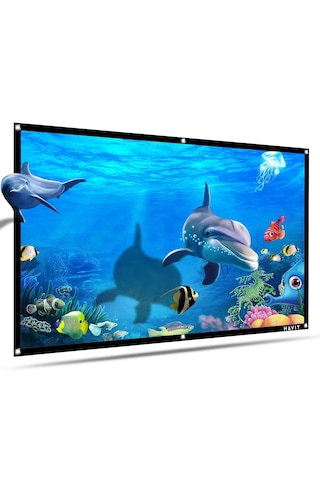 Havit Pa301 100 Inç Siyah Çerçeveli Duvar Tipi Projeksiyon Perdes