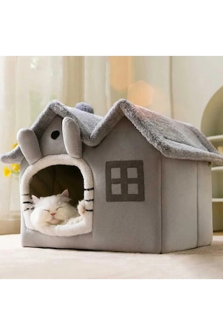 Tineke Büyük Boy Yumuşak Derin Uyku Ve Kış Evi Villa Kedi Yatağı