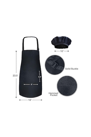 Şef Şapkalı Çocuk Önlüğü Seti 3 Set - Cilt Dostu Çocuk Bi Siyah, Diğer