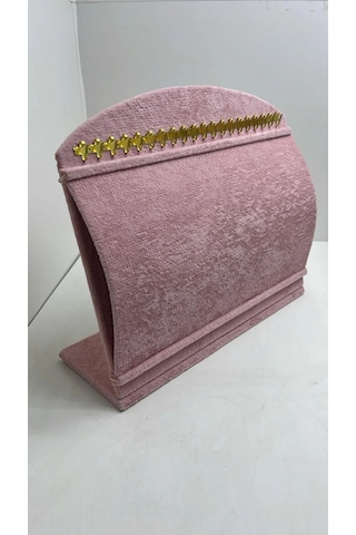 Bombeli Süet Kumaş Pembe Renk 20/24 Cm Ayaklı Kancalı Bileklik Sergileme Standı