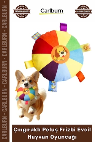 Petshop İnteraktif Sesli Isırma Çekiştirme Yumuşak Çıngıraklı Peluş Frizbi Evcil Hayvan Oyuncağı