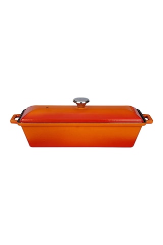 Döküm Ekmek Kabı/terrine, 11x29 Cm, Turuncu Çok Renkli