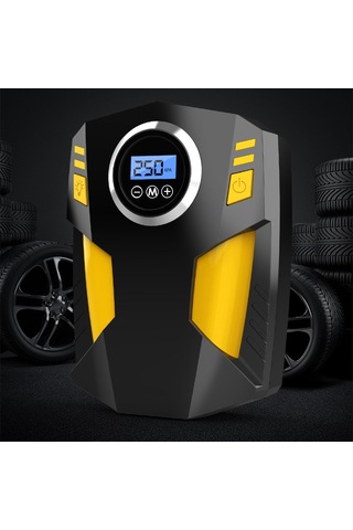 Samdoo 12v Araçlı Dijital Göstergeli Hızlı Şişirici, 3 Fişli 150 Psı El Tipi Mini Pompa