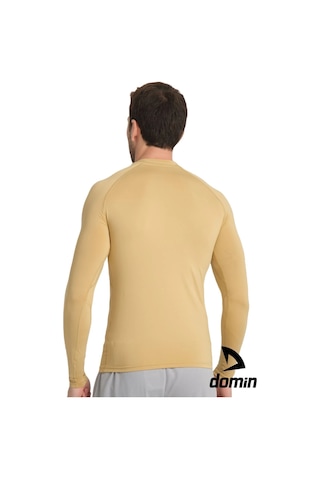 Hnc Sport Erkek Uzun Kol Gold Bej Likralı Fit Compression Spor Body Tshirt