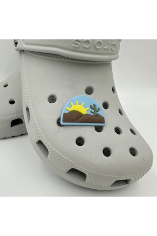 Crocs Terlik Süsü Ve Aksesuarı , Çanta Süsü Jibbitz 3d Çölde Gün Doğumu 01 Figür Aksesuar Kahve-sarı-yeşil-açık Mavi