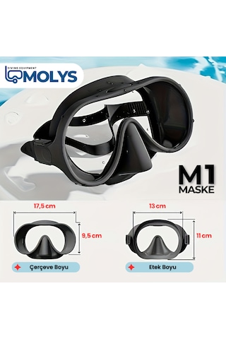 Molys M1 Dalış Maskesi + Antı Fog Buğu Önleyici Film Beyaz