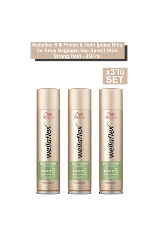 Wellaflex Silk & Finish Hold İpeksi Görünümlü Tutuş Sağlayan Saç Spreyi 250 ML X3 Adet